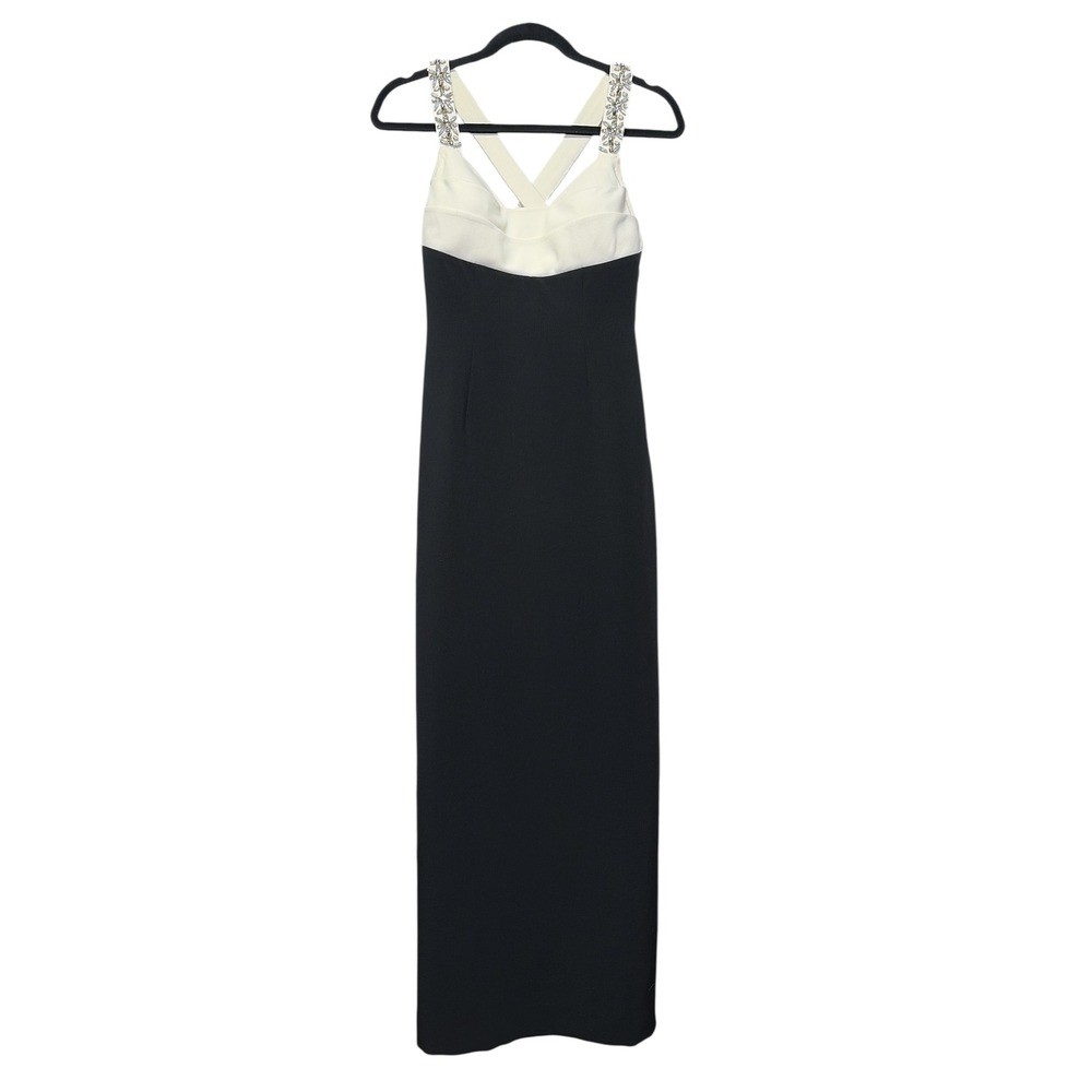 Sachin & Babi Dominica Gown Crystal Embellished Cross Back Maxi Dress Size 2 - Picture 2 of 6
